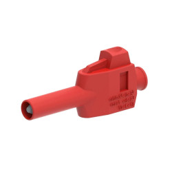 Wtyk bezpieczny 4mm z tuleją stałą lamelkowy, 600V CAT II, szybkozłącze, czerwony