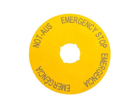 Tabliczka opisowa żółta okrągła EMERGENCY STOP (4 języki) M22-XAK2 216466