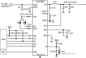 I2C controlled single cell 3A USB charger with NVDC Power Path and adjustable voltageUSB OTG