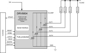 65V, 2.3A 4 channel low-side driver with integrated SPI and overcurrent protection