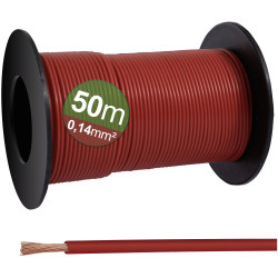 Quadrios 23CW020 Wire 50m: Red 0.14 mm&#xB2; Copper PVC Sheath Easy Strip