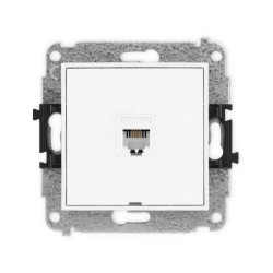 MINI Mechanizm gniazda telefonicznego pojedynczego 1xRJ11, 4-stykowy, beznarzędziowe, bez pola opisowego biały mat 25MGTBO-1