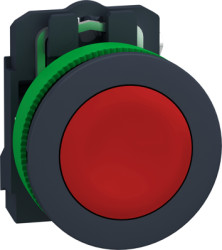 Pushbutton, unlabeled, unlit, groping, 1 Form B (N/C), waistband round, red, front ring gray, mounting Ø 30.5 mm, XB5FA42