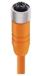 Kabel konfekcjonowany jednostronnie M12 złącze żeńskie 4-PINowy proste gwintowane ekranowany PVC pomarańczowy RKTS 4-182/2 M