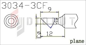 Grot Q305-3CF ścięty 3mm z czujnikiem temperatury do QUICK303D