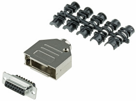 Złącze D-Sub 15-pinowe Żeński Proste Montaż na kablu Złoto