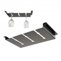 Czarny wieszak na 6 kieliszków do wina pod półkę