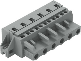 Socket header, 6 pole, pitch 7.5 mm, angled, gray, 231-206/027-000