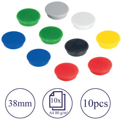 HM38 99 Magnets, 38 mm, assorted colours, 10 pieces