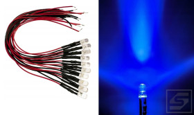 Dioda LED 5mm 12V niebieska;clir z przewodem 20cm;22mA;500mcd;