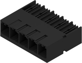 Pin header, 5 pole, pitch 7.62 mm, angled, black, 2546130000