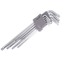Klucze TORX z otworem 9szt. 230mm, trzpieniowe HEX T10-T50