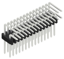 Pin header, 30 pole, pitch 1.27 mm, angled, black, 10061873