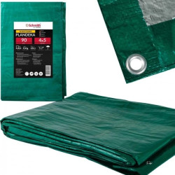 Plandeka 4x5 90g zielona gruba wzmacniana z oczkami płachta Schmith