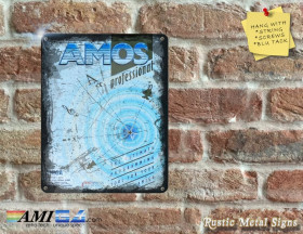 AMOS Professional - Amiga Box Artwork on Rustic - Metal Sign