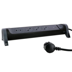 HELMO Przedłużacz premium obrotowy 4x2P+Z z ogranicznikiem przepięć z przewodem 1.5m 3x1.0 mm2 czarny/grafitowy 049423