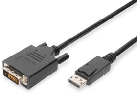 Adapter cable, 3 m, black, DisplayPort 1.1a plug, straight to DVI-D plug (24+1), AK-340301-030-S