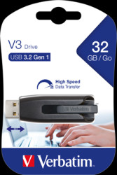 USB stick, 32 GB, with sliding mechanism, USB 3.0, black gray, Verbatim 49173