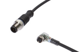 Złącze do samokonfekcjonowania M8 żeńskie 3-pin kątowe M12 męskie 3-pin proste 3x0,34mm² PUR wyświwetlacz LED IP67 VK030F82