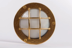 Oprawa mosiężna OCZKO 67, G9, 60W, klosz matowy-szkło, IP64, siatka mosiężna A67