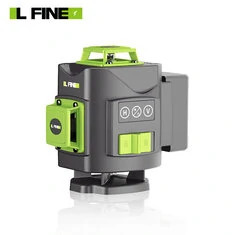 Poziomica laserowa zielona LFINE 4D 16 Linii Klasa II 515nm Samopoziomująca się ±1mm na 7m Zasięg 30M Baterie 1200mAh Wielofunkc