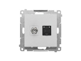 SIMON 55 Gniazdo antenowe typu „F” + RJ45 kat.6 aluminium mat TASFRJ45.01/143 KONTAKT SIMON