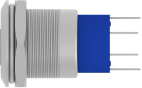 Vandal-proof pushbutton, 2 pole, silver, illuminated  (red/yellow), 3 A/250 VAC, mounting Ø 17.7 mm, IP67, 1-2316366-7