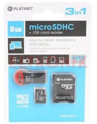 KARTA PAMIĘCI SDHC MICRO8GB PLATINET 3IN1+ADAPTER SD+CZYTNIK