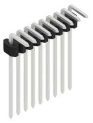 Pin header, 9 pole, pitch 1.27 mm, angled, black, 10061152