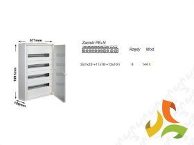 Rozdzielnica natynkowa 144 modułowa 6x24M drzwi metal PE/N IP30 fw2 FW624WT HAGER