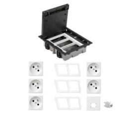 KONTAKT SIMON FLOOR BOX puszka podłogowa 5x gniazdo pojedyncze z/u + 1x gniazdo RJ45 kat. 6 nieekranowane do podłóg technicznych