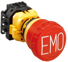 Emergency stop, turn/pull release, mounting Ø  22 mm, unlit, 250 V, 4 Form B (N/C), XW1E-BV404MFRH-EMO