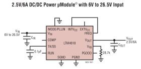 6A DC/DC μModule Regulator with Tracking and Frequency Synchronization