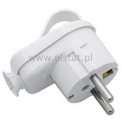 Wtyczka kątowa + uziem.WT16uz + uch. biała Schuko