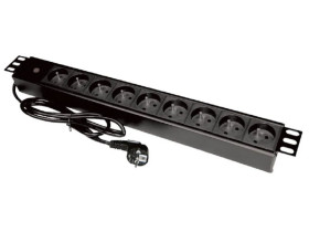 Listwa zasilająca rack 19 cali PDU gniazdo 9 x CEE 7/5 wtyk CEE 7/7 z diodą LED, kabel 3m