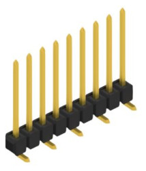 Pin header, 9 pole, pitch 2.54 mm, angled, black, 10047865