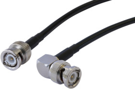 Coaxial cable, BNC plug (straight) to BNC plug (angled), 50 Ω, RG-58C/U, grommet black, 1 m, C-00797-01-3