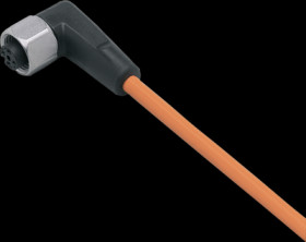 Sensor actuator cable, M12 cable socket, angled, A to open end, 5 pole, 50 m, PVC, orange, 4 A, EVT070