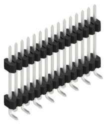 Pin header, 15 pole, pitch 1.27 mm, angled, black, SLVW9SMD10215Z