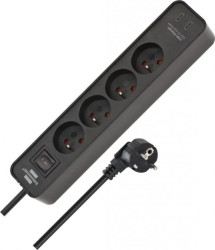 Listwa zasilająca Ecolor 4-gniazda 230V + 2xUSB-C czarna 1,5m H05VV-F3G1,5 1153244106