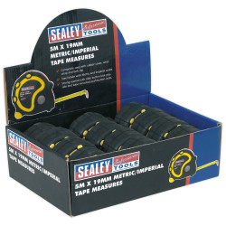 Sealey AK98912 12 Pk Rubber Measuring Tape 5m x 19mm Metric/imperial
