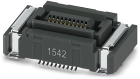 Female connector, 20 pole, pitch 0.635 mm, angled, black, 1439169