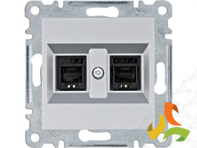 LUMINA Gniazdo telefoniczne podwójne RJ11 srebrne WL2022 HAGER