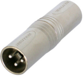 Adapter, XLR plug 3 pole to XLR plug 3 pole, silver, NA3MM