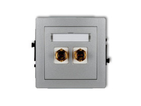 DECO Gniazdo głośnikowe pojedyncze (typu banan - czerwony i czarny pozłacany 4 mm2 do lutowania) srebrny metalik 7DGG-3 KARLIK