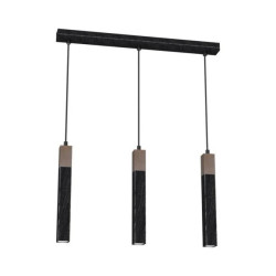 Lampa wisząca SOLO SAWN BLACK / PATINATED WOOD 3x mini GU10 MLP7470 Milagro