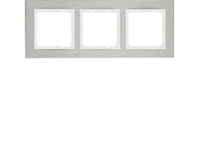BERKER B.7 Ramka 3 potrójna pozioma stal szlachetna/biały mat 10233609 HAGER