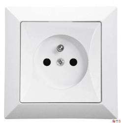 Gniazdo podtynkowe pojedyncze z uziemieniem 2P+Z Pola białe, 33029