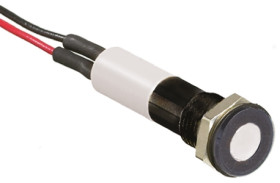 Lampka kontrolna do montażu panelowego 24V dc, biała 8mm LED Wyprowadzenia RS PRO