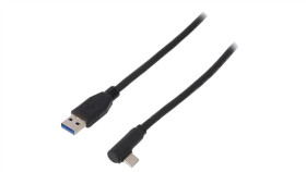 Usb.C-F90/Am-20 Kabel Usb 3.0 Usb A Wtyk, Usb C Wtyk Kątowy 2M Czarny Żyła: Cu